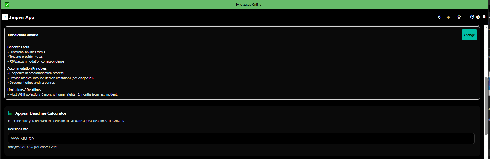 Jurisdiction selection and appeal deadline calculator - track critical legal deadlines for workers compensation - 3mpwrApp