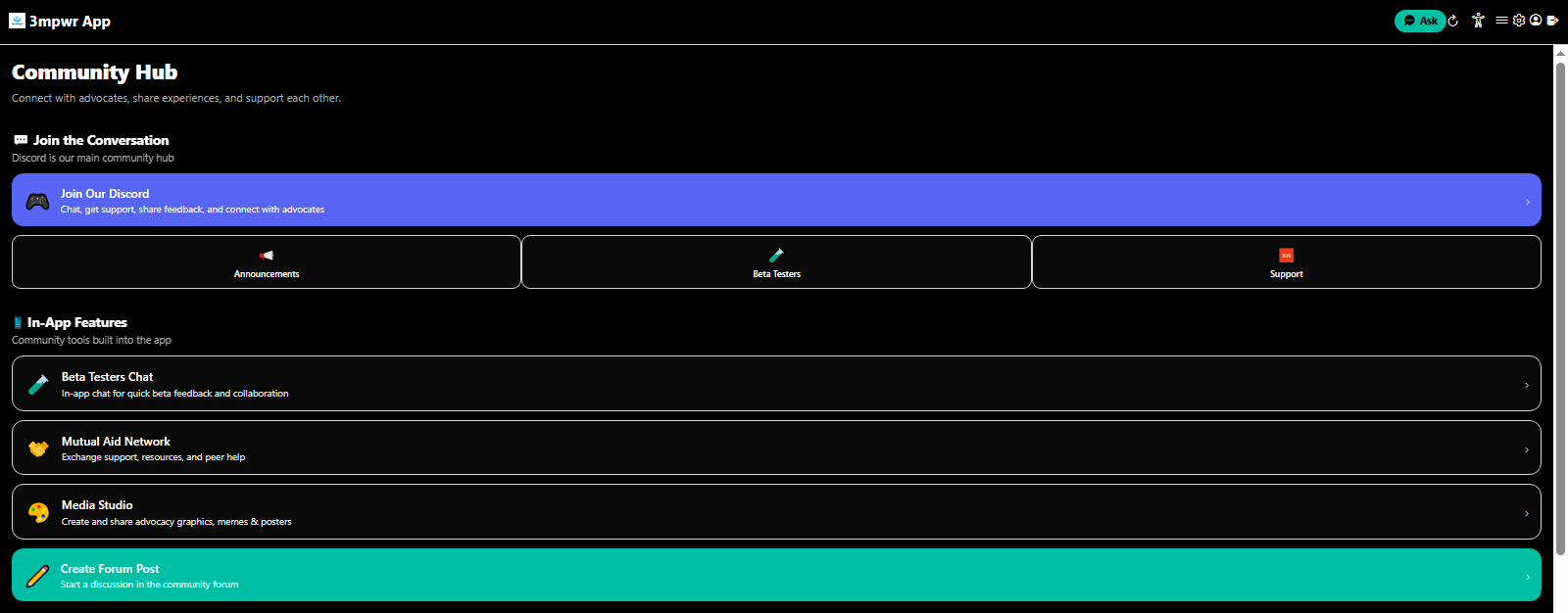 Community features and groups
