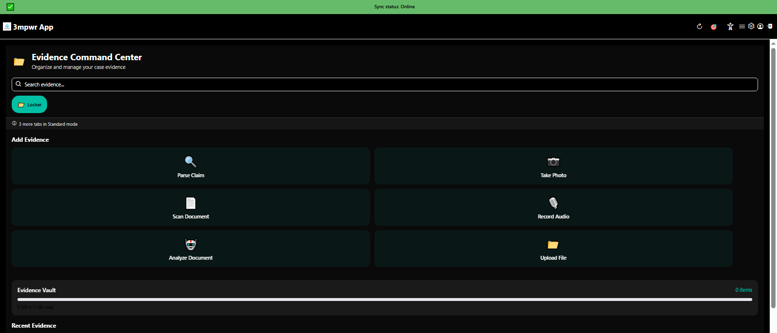 Upload and encrypt documents into Evidence Command Center - secure storage tutorial - 3mpwrApp