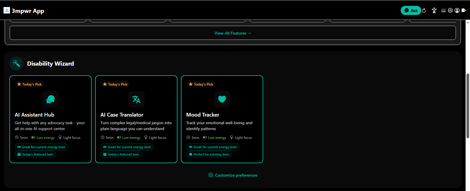 Dashboard with activity feed and notifications