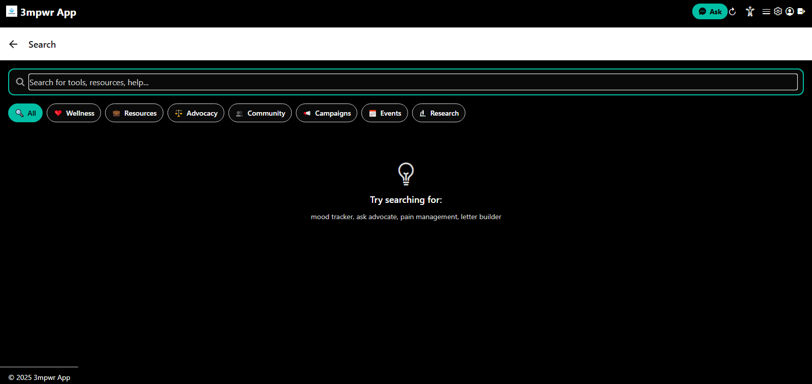 Global search feature finding content across the app
