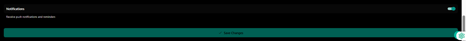 Setup profile step 4: Configure push notifications, reminders, and save personalized experience - 3mpwrApp settings
