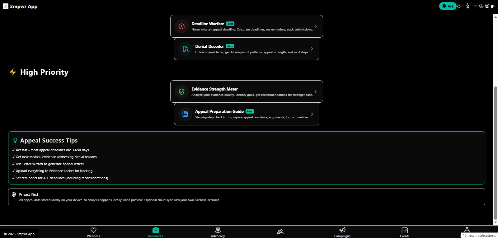 Appeal Command Center tools