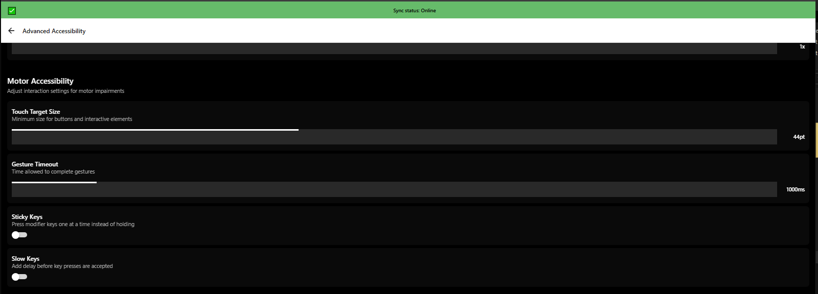 Advanced accessibility motor settings: touch targets, dwell time, switch control - 3mpwrApp physical disabilities