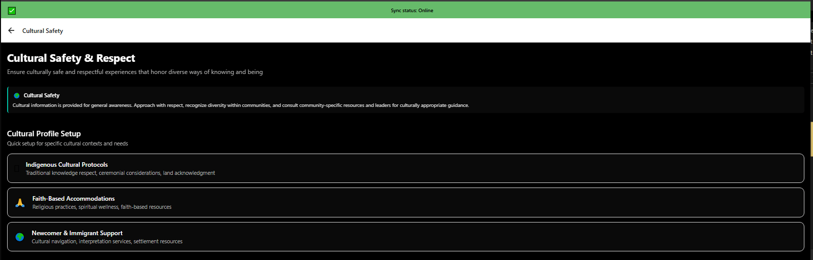 Cultural Safety profile setup configuring culturally appropriate language and content - 3mpwrApp diversity equity inclusion