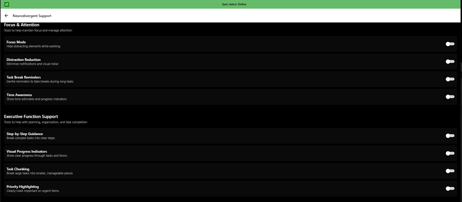 Neurodivergent support learning disabilities features: text-to-speech, visual aids - 3mpwrApp accessibility
