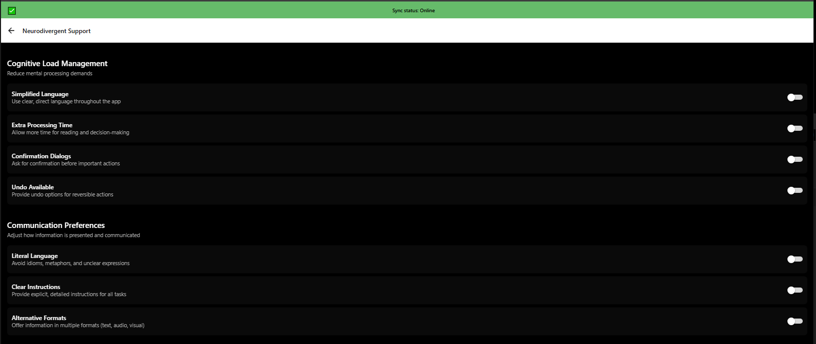 Neurodivergent support anxiety management: calming interface, predictability, control - 3mpwrApp mental health