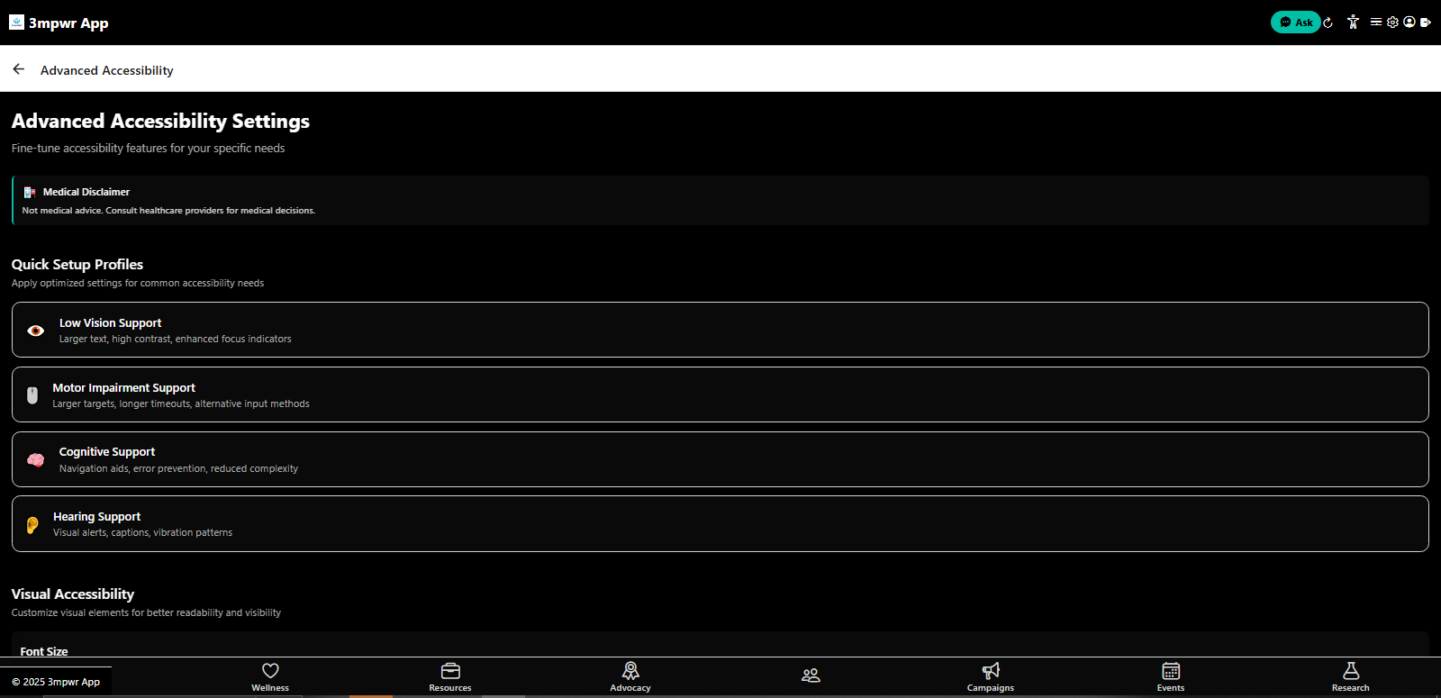 Advanced accessibility