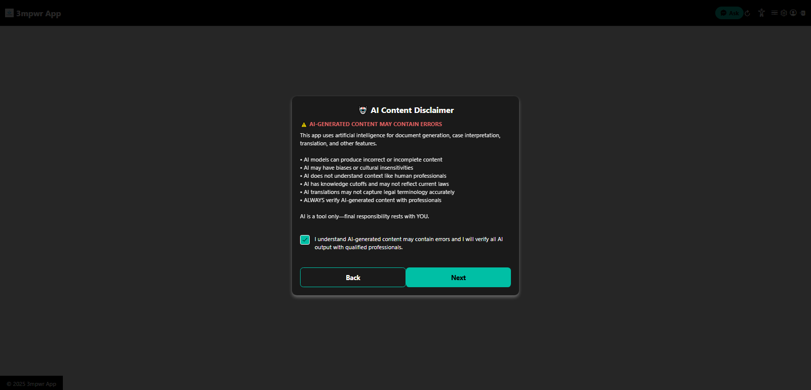 AI Content Disclaimer - AI-generated content should be reviewed by professionals - 3mpwrApp AI tools