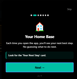 Welcome tutorial step 2 explaining AI-powered advocacy tools - 3mpwrApp features