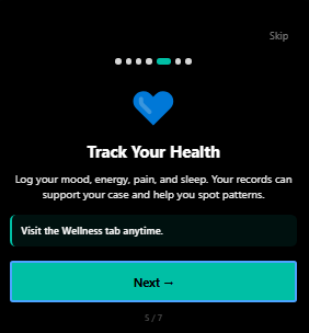 Welcome tutorial step 5 introducing community support and peer connection - 3mpwrApp